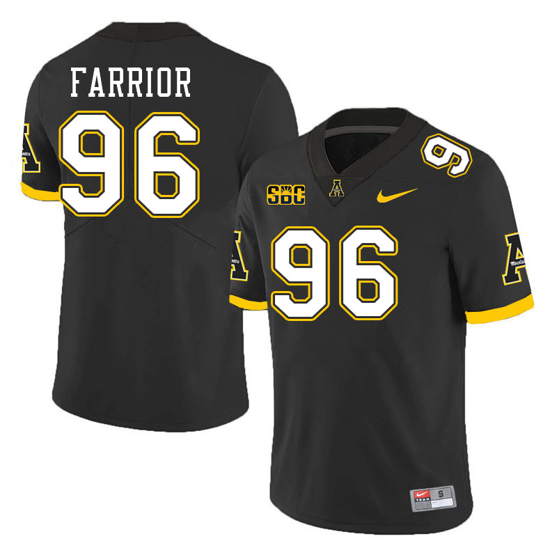 Appalachian State Mountaineers #96 Saint Farrior College Football Jerseys Stitched-Black
